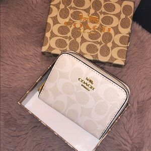 Coach Chalk Signature Zip Wallet with Gold Hardware
